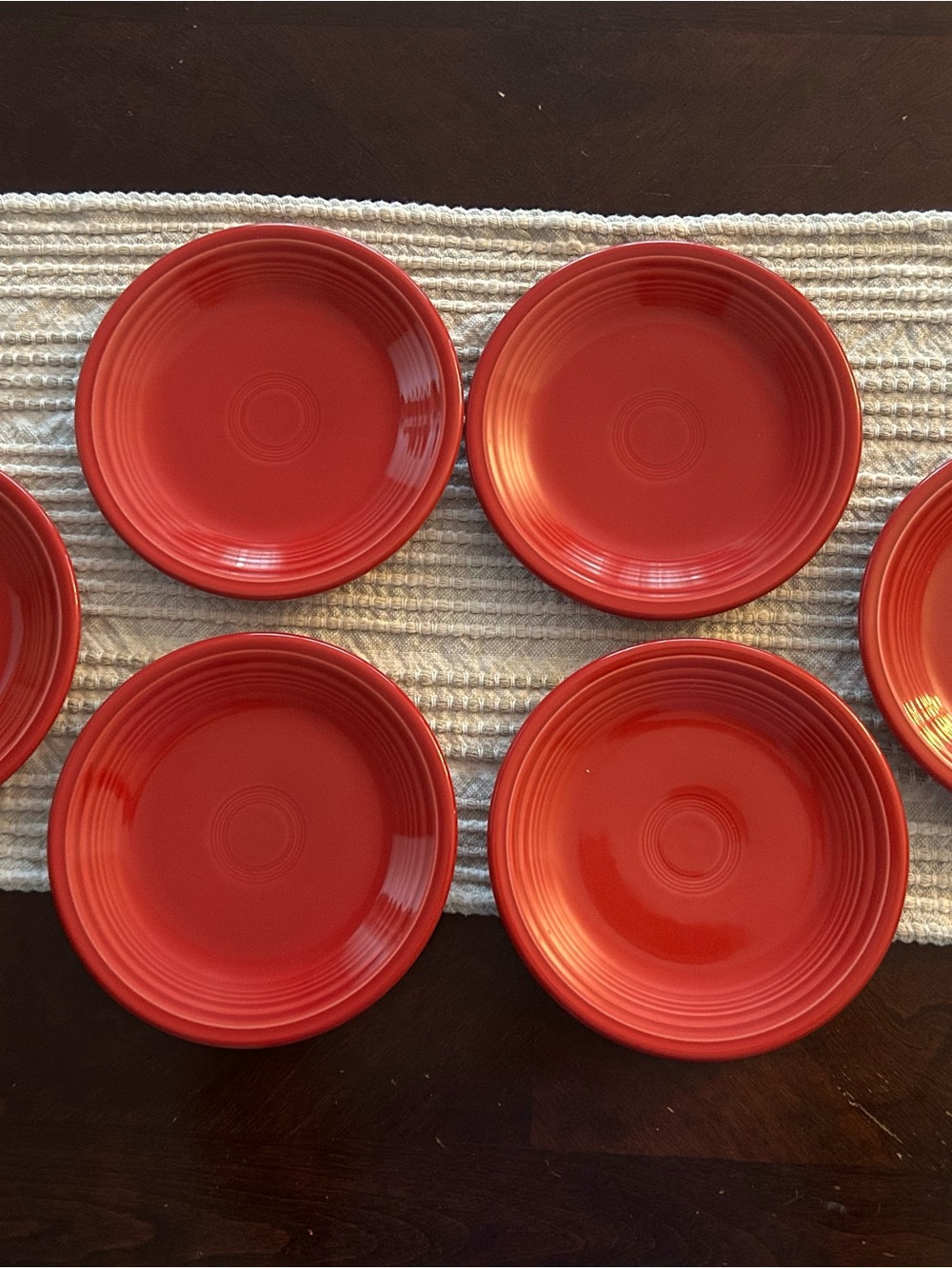 Fiesta ware Scarlet Red Ceramic Dinner Plates - Set of 6